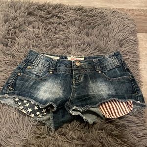 Selling American flag jean shorts from hot kiss
